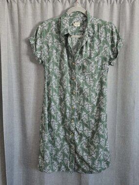 Bridge and Burn Shirt Dress Rayon Green Paisley Small Womens